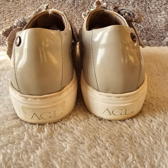 AGL Women's‎ Patent Leather Oversized Bow Platform Slip On Sneakers Size 8 39 - Picture 5 of 8